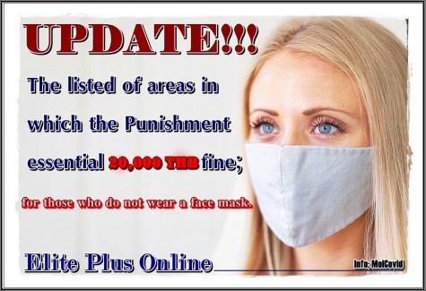 The listed of areas in which the Punishment essential 20,000 THB fine; for those who do not wear a face mask.