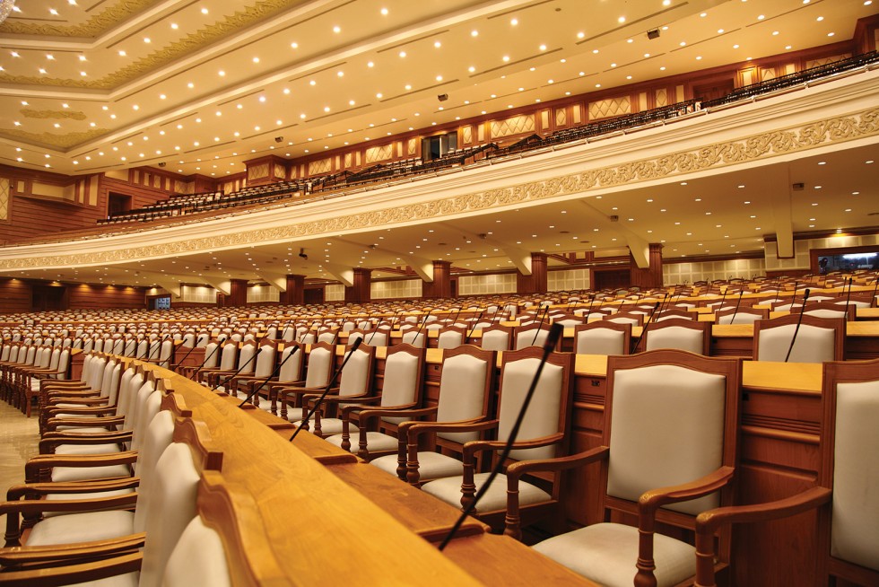 the cavernous parllament halls in nay pyi taw, myanmars new capital.