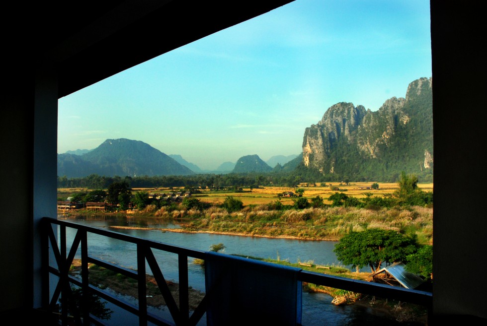 The tourist town of Vang Vieng