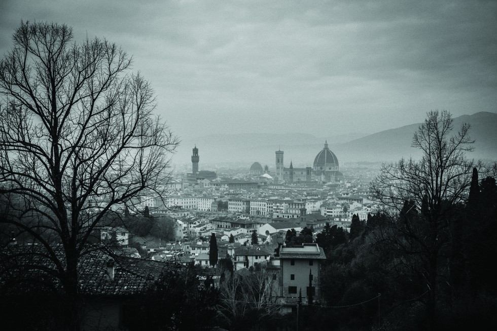 Florence, Italy: In the mist’s half-lit imbroglio, the salaried nose through twists of their own presumption— the summit has passed, replaced by widespread sliding, and desire sounds out objects metamorphosing into immobility.