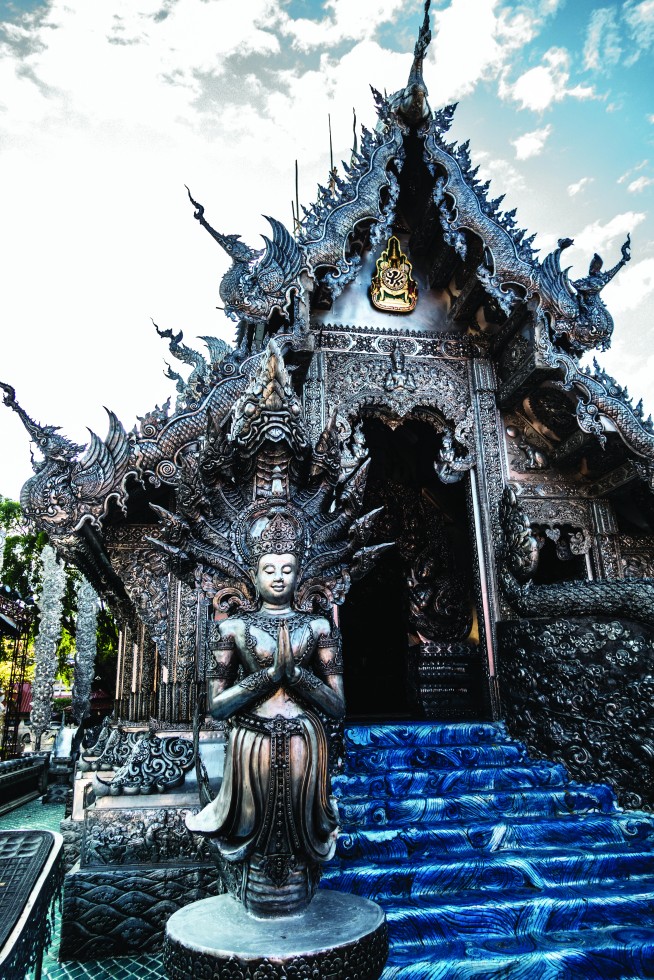 Wat Si Suphan, with its ornate silver craftsmanship. No women are allowed entry to the viharn.