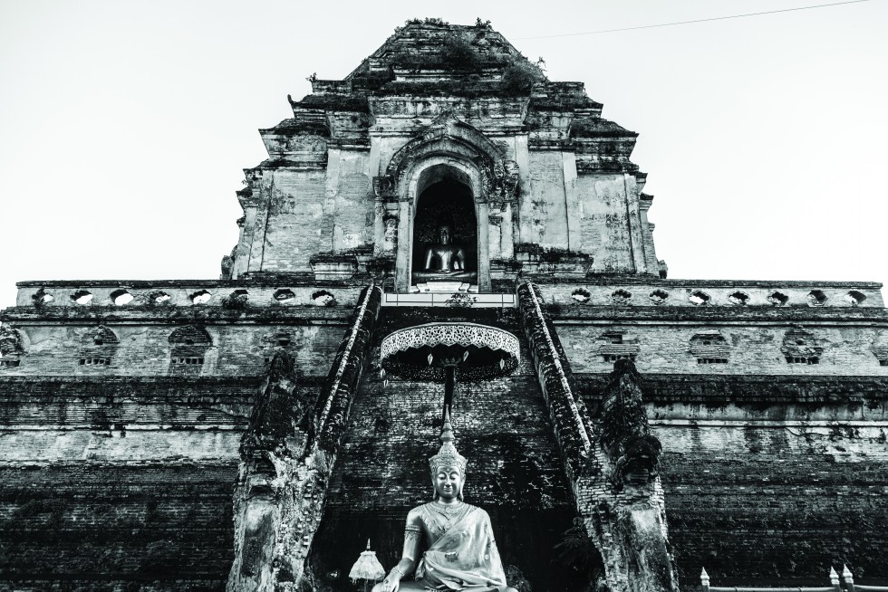 Wat Chedi Luang, founded in 1401. The central chedi was damaged by an earthquake in the 16th century.