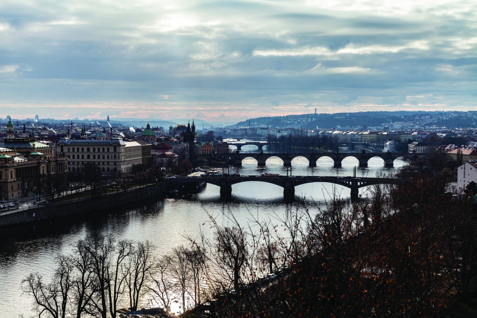 View from cathedral tower and riverbank.