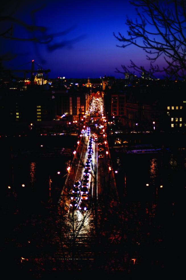 Bridge at dusk, and another angle of Prague Castle.