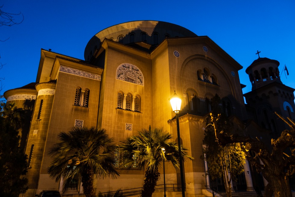 Greek Orthodox churches such as Agios Panteleimon above are the focal points of most of the central blocks and districts, majestic against the evening skies.