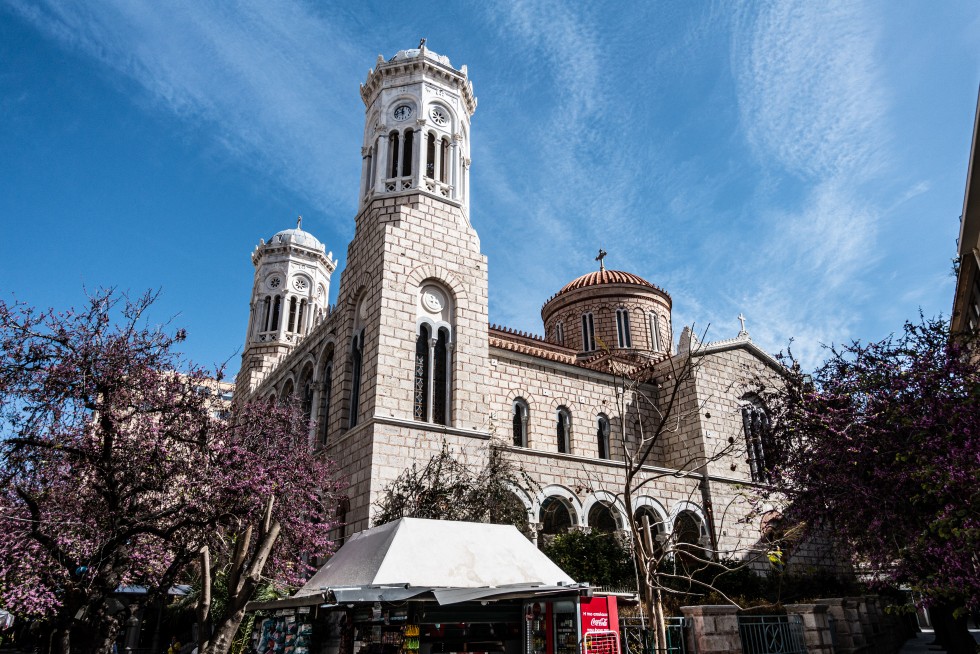 Greek Orthodox churches such as Agios Panteleimon above are the focal points of most of the central blocks and districts, majestic against the evening skies.