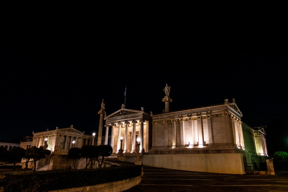 Classical architecture in the National Archaeological Museum and Academy of Athens.
