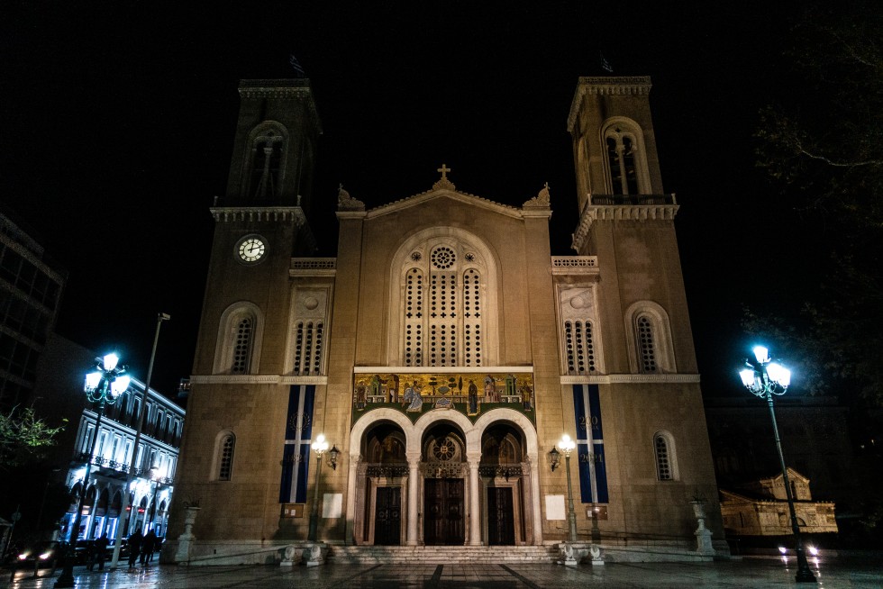 Exterior and interior of the Metropolitan Church in Mitropoleos Square.