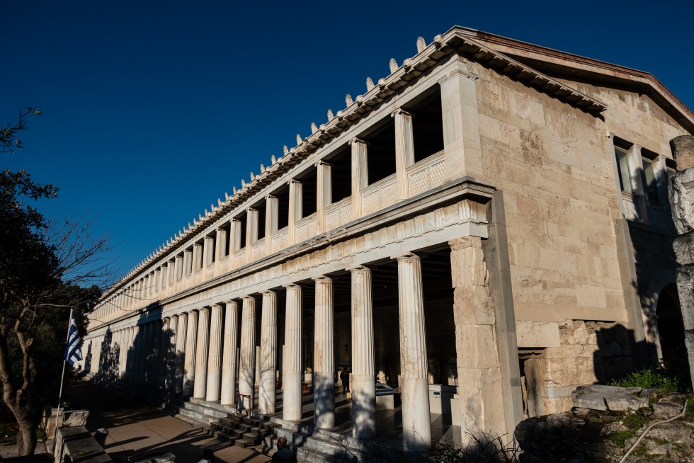 The Altar of Aphrodite Urania (above), and the Temple of Hephaestus.