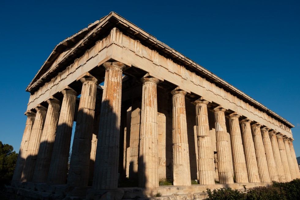 The Altar of Aphrodite Urania (above), and the Temple of Hephaestus.