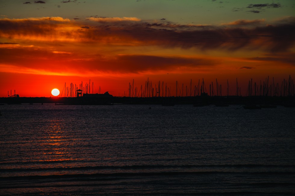 Sunset at Port Melbourne, seen from St Kilda.