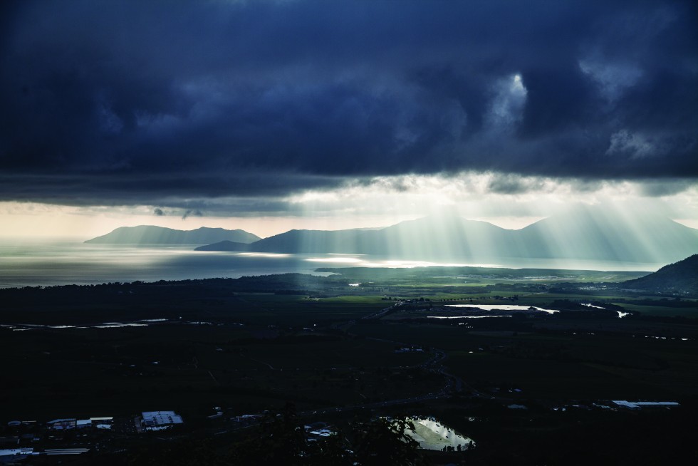 Industrial agriculture and gaps in the clouds.