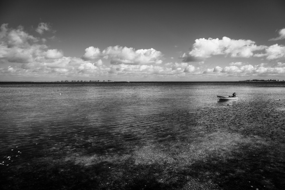 A newly married international couple take in the coastal landscape.