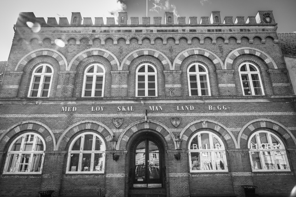 Town library and square.