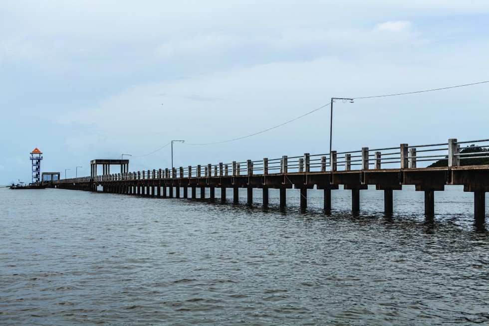 The long pier and observation tower at Batu Bute.