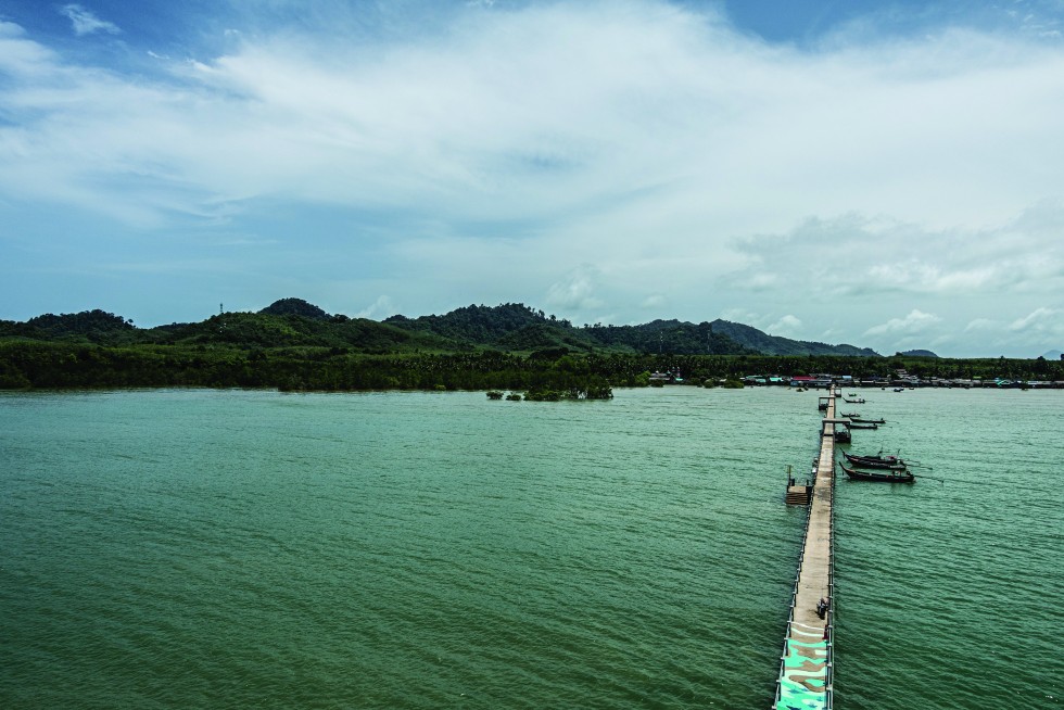 The long pier and observation tower at Batu Bute.