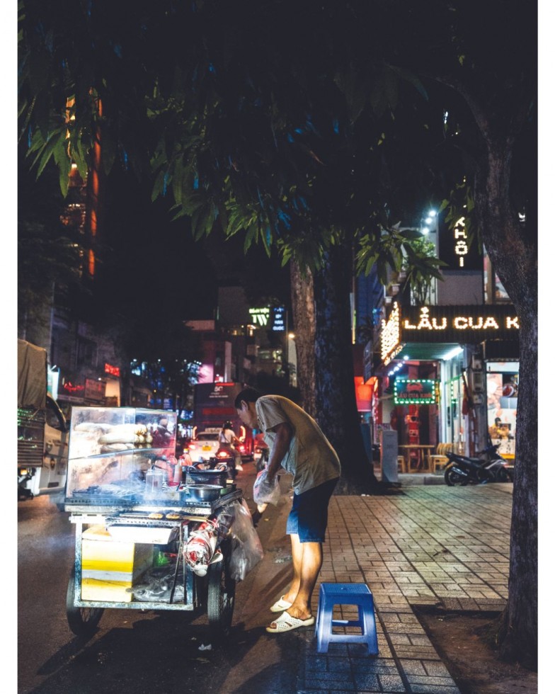 One of the city’s many bánh mì sandwich vendors.