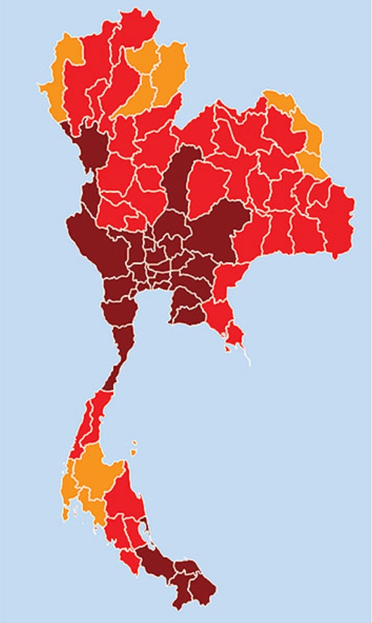 The eased restriction of Covid-19 in Thailand