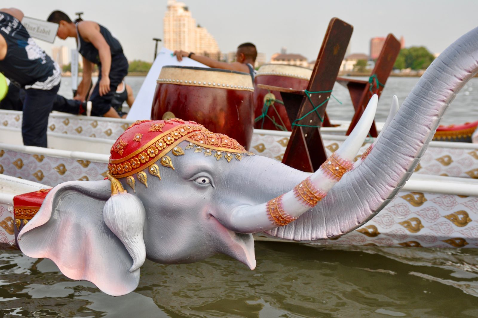 The boats were all fitted with elephant heads